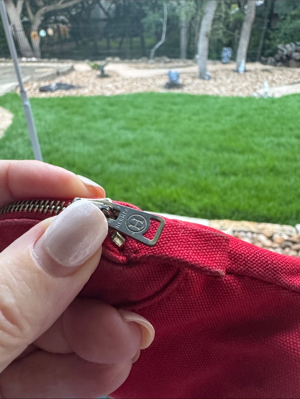 Hermes Bolide Red Canvas Pouch - Picture 12 of 13